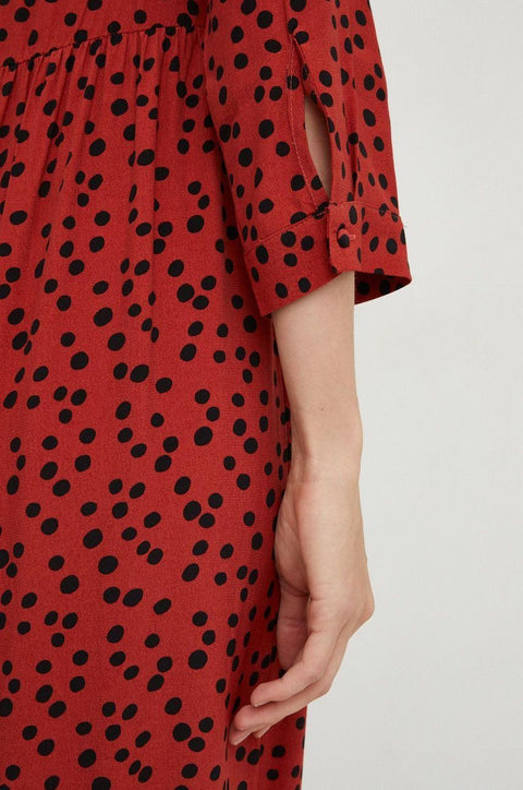 Fresh Made Women's Middle Red Midi Flared Dress | Fresh Made In Lebanon