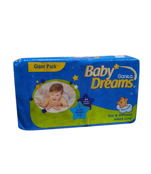 Sanita Baby Dreams Diapers Size 3 (5-9KG) Medium 44 Diapers (-10% Disc) | Sanita In Lebanon