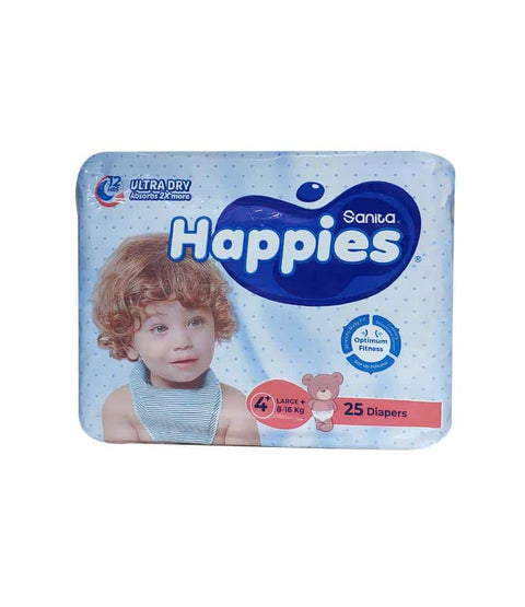 Sanita Happies Premium Regular Large Optimum Fitness Diapers Size 4+ (8-16 KG) *25 Diapers| Sanita In Lebanon