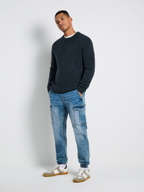 Sinsay Men's Washed Blue Cargo Jeans | Sinsay in Lebanon