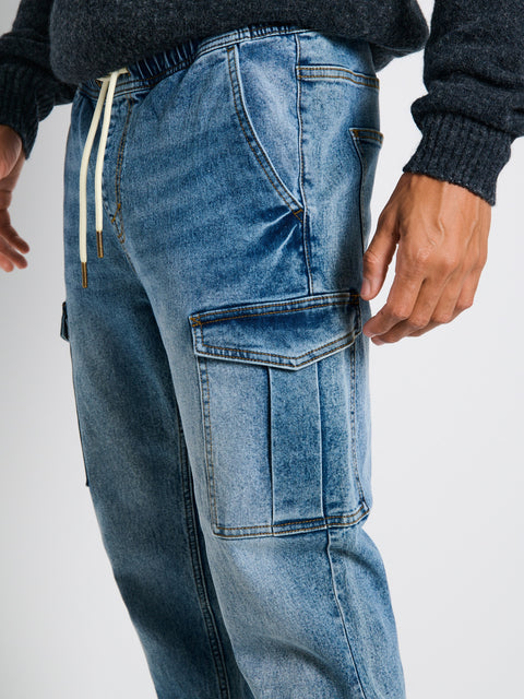 Sinsay Men's Washed Blue Cargo Jeans | Sinsay in Lebanon