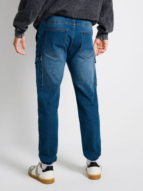 Sinsay Men's Dark Blue Jogger Jeans | Sinsay In Lebanon