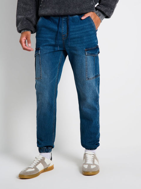 Sinsay Men's Dark Blue Jogger Jeans | Sinsay In Lebanon