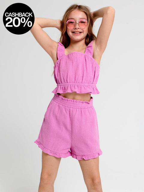 Sinsay Girl's Pink Elastic Waistband Cotton Short | Sinsay In Lebanon
