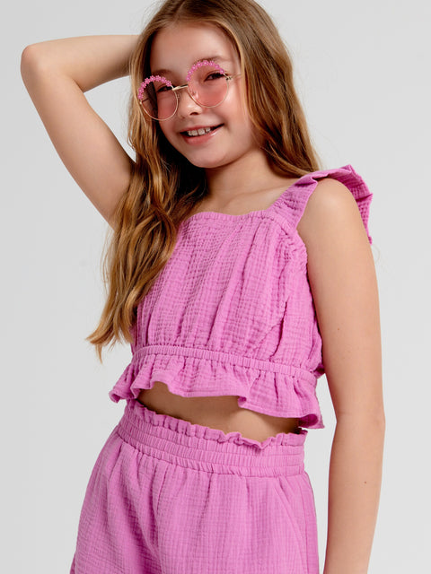 Sinsay Girl's Pink Elastic Waistband Cotton Short | Sinsay In Lebanon