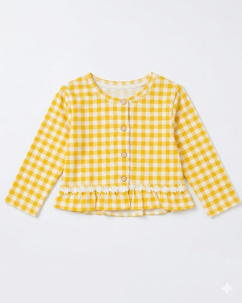 Charanga Girl's Yellow & White Checked Blouse | Charanga In Lebanon
