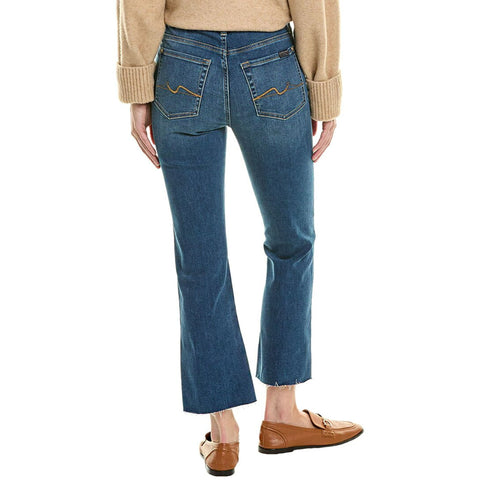 7 For All Mankind Women's Blue High-Waist Slim Kick Jeans | 7 For All Mankind In Lebanon