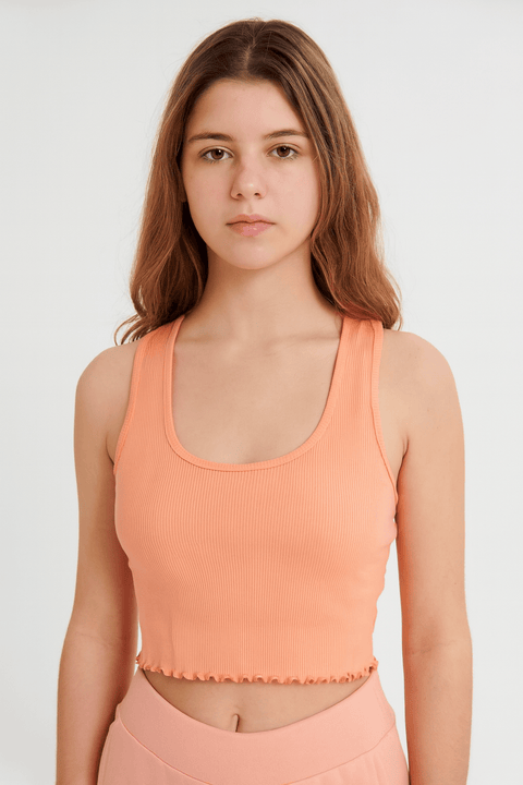 Forever 21 Women's Light Orange Ribbed Tank Top | Forever 21 In Lebanon