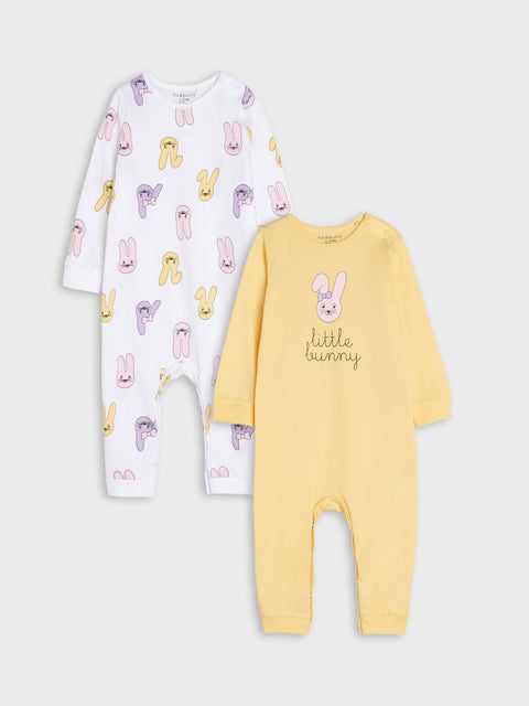 Sinsay Fox & Bunny Baby Girl's Multicolor Pack Of 2 Rabbit Printed Overalls | Sinsay In Lebanon