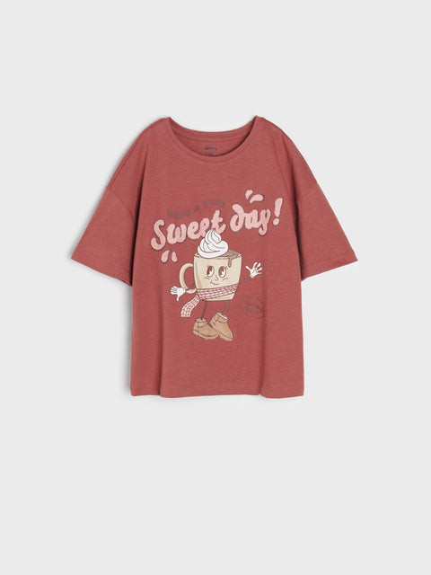 Sinsay Baby Girl's Dusty Rose Short Sleeve T Shirt | Sinsay In Lebanon