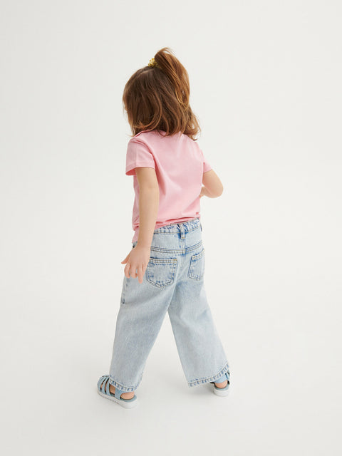 Reserved Baby Girl's Light Blue Straight Jeans With Slits | Reserved In Lebanon