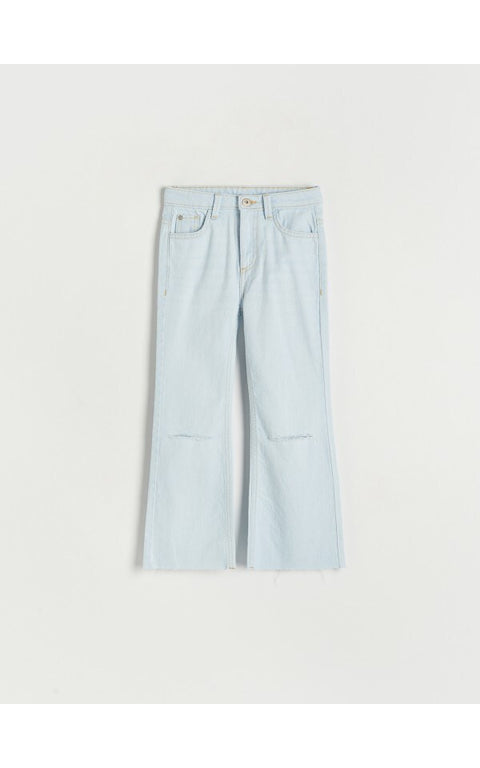 Light blue jeans on a white background