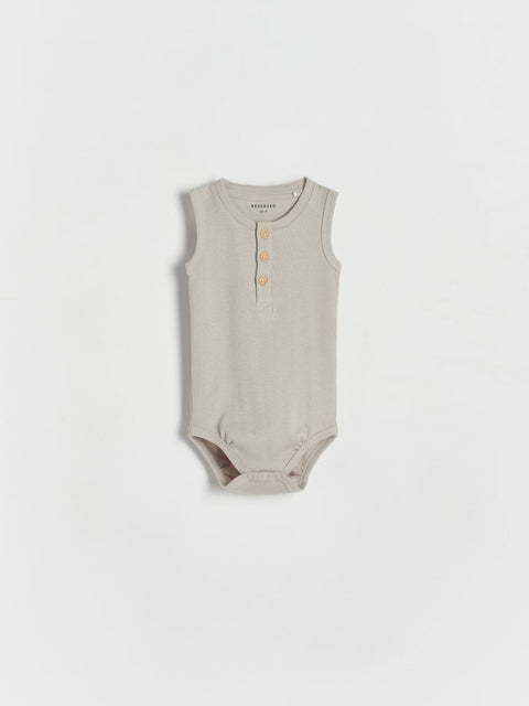 Reserved Baby Boy's Beige Sleeveless Bodysuit |Reserved In Lebanon