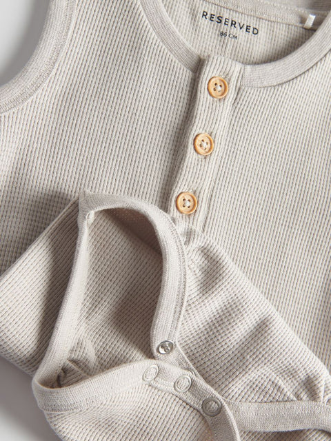 Reserved Baby Boy's Beige Sleeveless Bodysuit |Reserved In Lebanon