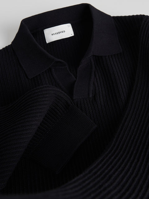Reserved Men's Black Knitted Jersey Polo Neck Sweater | Reserved In Lebanon