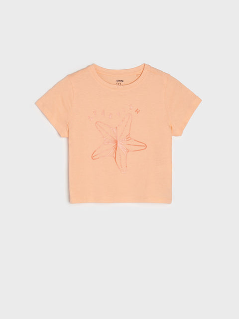 Sinsay Girl's Peach T-shirt With Print | Sinsay In Lebanon