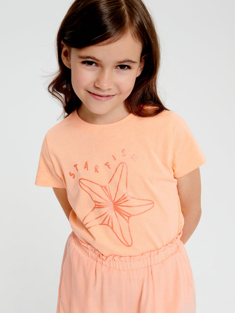 Sinsay Girl's Peach T-shirt With Print | Sinsay In Lebanon