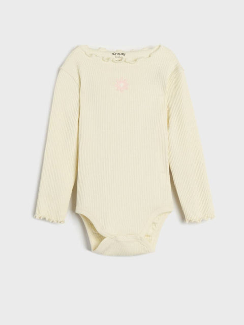 Sinsay Baby Girl's Off White & Light Pink Pack Of 2 Ribbed Knit Bodysuits | Sinsay In Lebanon