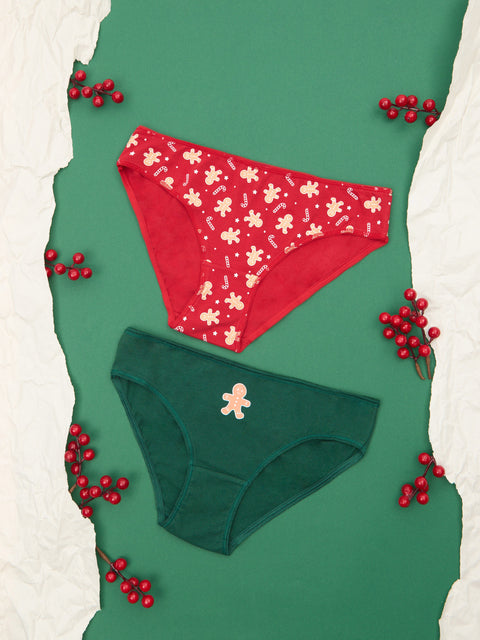 Sinsay Women's Red/Dark Green Christmas Panties 2-pack | Sinsay In Lebanon