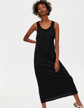 Pull & Bear Women's Black Basic Ribbed Midi Dress 5390/370/800
