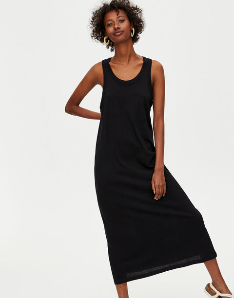 Pull & Bear Women's Black Basic Ribbed Midi Dress 5390/370/800(fl140)
