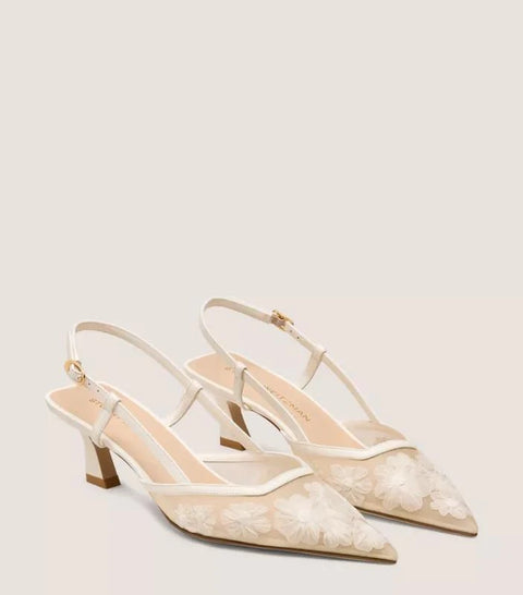 Stuart Weitzman Women’s White Vinnie 50 Slingback Heels |Stuart Weitzman In Lebanon