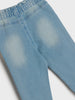 Light blue jeans on a white background