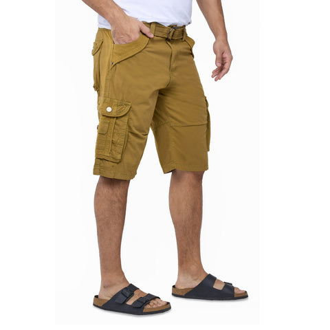 X RAY JEANS Men's British Khaki Belted 12.5" Inseam Knee Length Cargo Shorts | X RAY JEANS in Lebanon