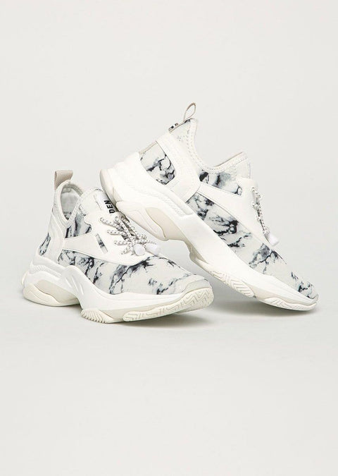 Steve Madden Women's White & Black Marble Print Match Sneakers | Steve Madden In Lebanon