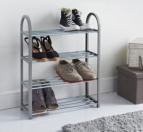 Urban Living Silver Shoe Rack 4 Shelves | Urban Living In Lebanon