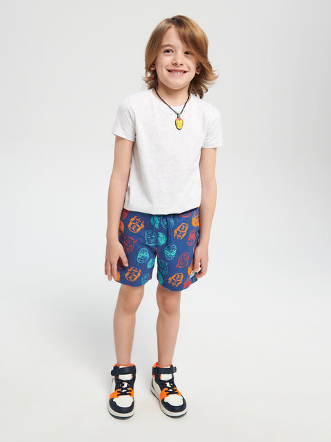 Sinsay Boy's Dark Blue Printed Elastic Waistband Shorts | Sinsay In Lebanon