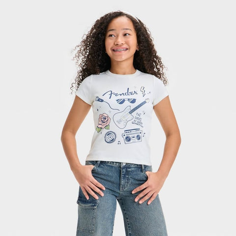 Fender Girl's Off White Graphic T-Shirt | Fender In Lebanon