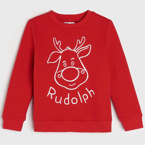 Sinsay Girl's Red Sweatshirt With Rudolph Print | Sinsay In Lebanon