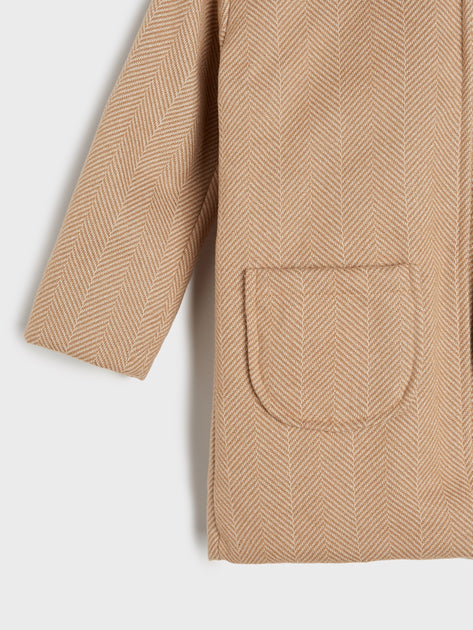 Sinsay Girl's Beige Striped Demi-Season Coat |Sinsay In Lebanon