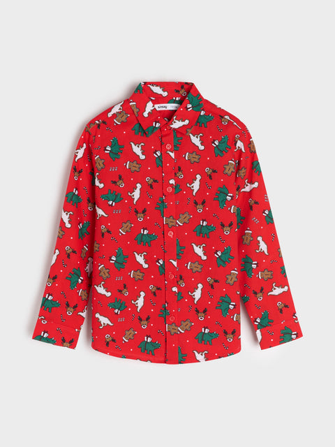 Sinsay Baby Boy's Red Christmas Long Sleeve Shirt | Sinsay In Lebanon