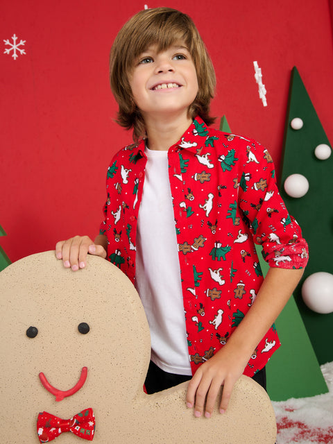 Sinsay Baby Boy's Red Christmas Long Sleeve Shirt | Sinsay In Lebanon