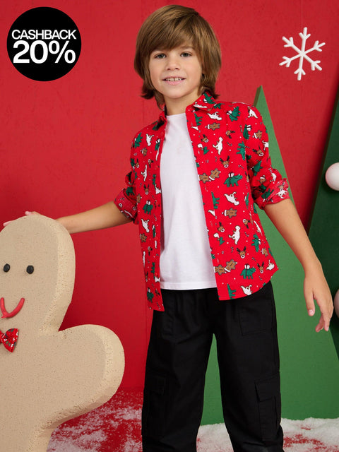 Sinsay Baby Boy's Red Christmas Long Sleeve Shirt | Sinsay In Lebanon