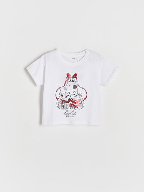 Reserved Girl's White Christmas Appliqué T-Shirt | Reserved In Lebanon