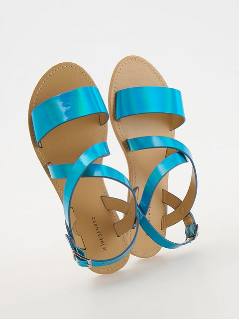 Reserved Girl's Blue Neon Flat Sandal |Reserved In Lebanon
