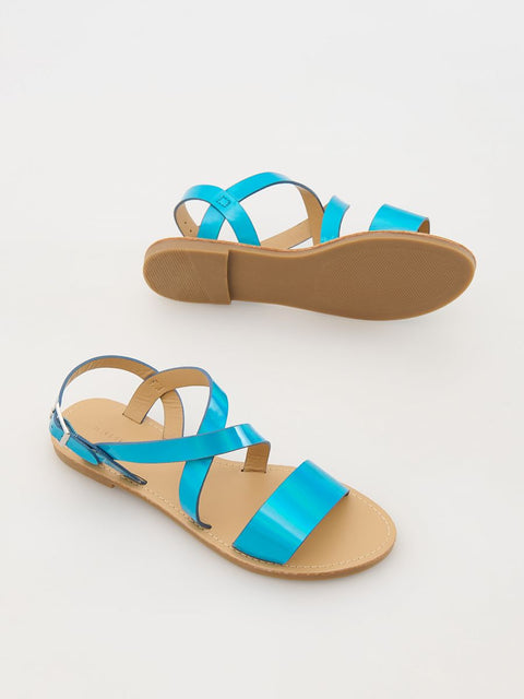 Reserved Girl's Blue Neon Flat Sandal |Reserved In Lebanon