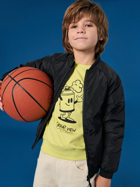 Sinsay Boy's Black Stand Up Collar Bomber Jacket|Sinsay In Lebanon