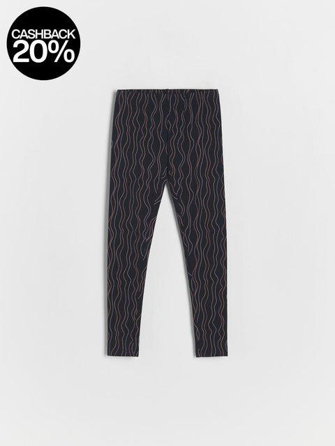 Black leggings with wavy pattern on a white background