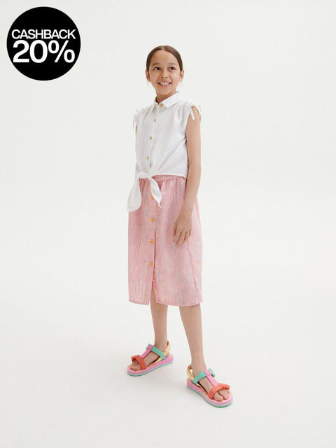 Reserved Girl's Pink Striped Buttoned Skirt |Reserved In Lebanon