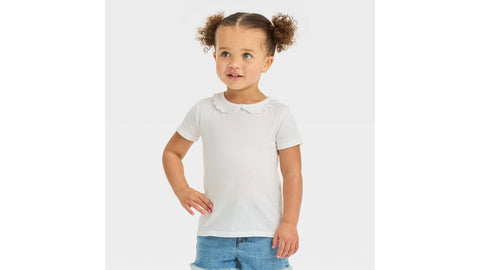 Oshkosh Girl's White Peter Pan Short Sleeve T-Shirt | Oshkosh in Lebanon
