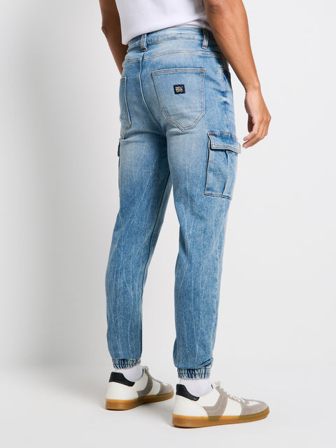Sinsay Men's  Blue Denim Cargo Jeans  | Sinsay in Lebanon