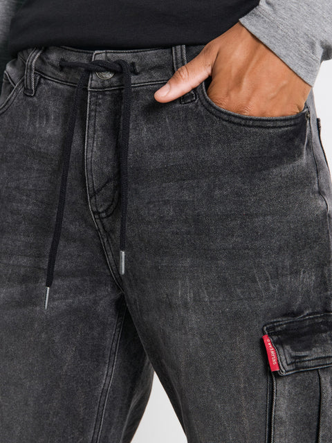 Sinsay Men's Washed Black Cargo Pockets Jogger|Sinsay In Lebanon