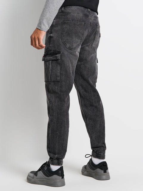 Sinsay Men's Washed Black Cargo Pockets Jogger|Sinsay In Lebanon