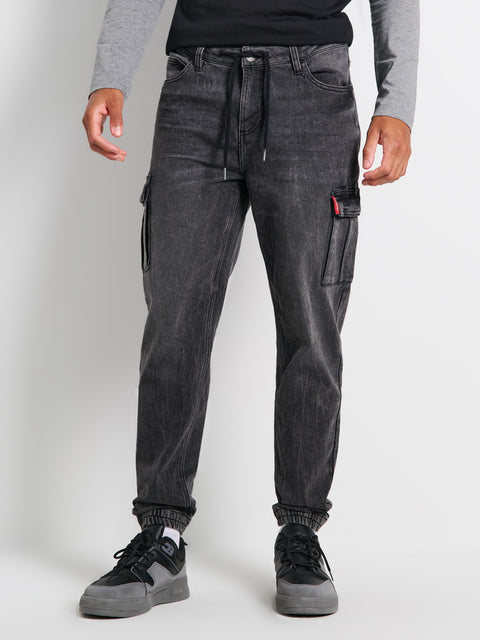 Sinsay Men's Washed Black Cargo Pockets Jogger|Sinsay In Lebanon