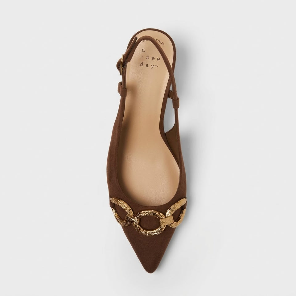 A New Day Women's Pointed Toe Slingback Kitten Heels