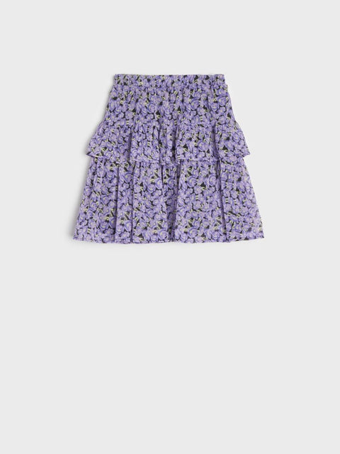 Purple floral skirt on a white background